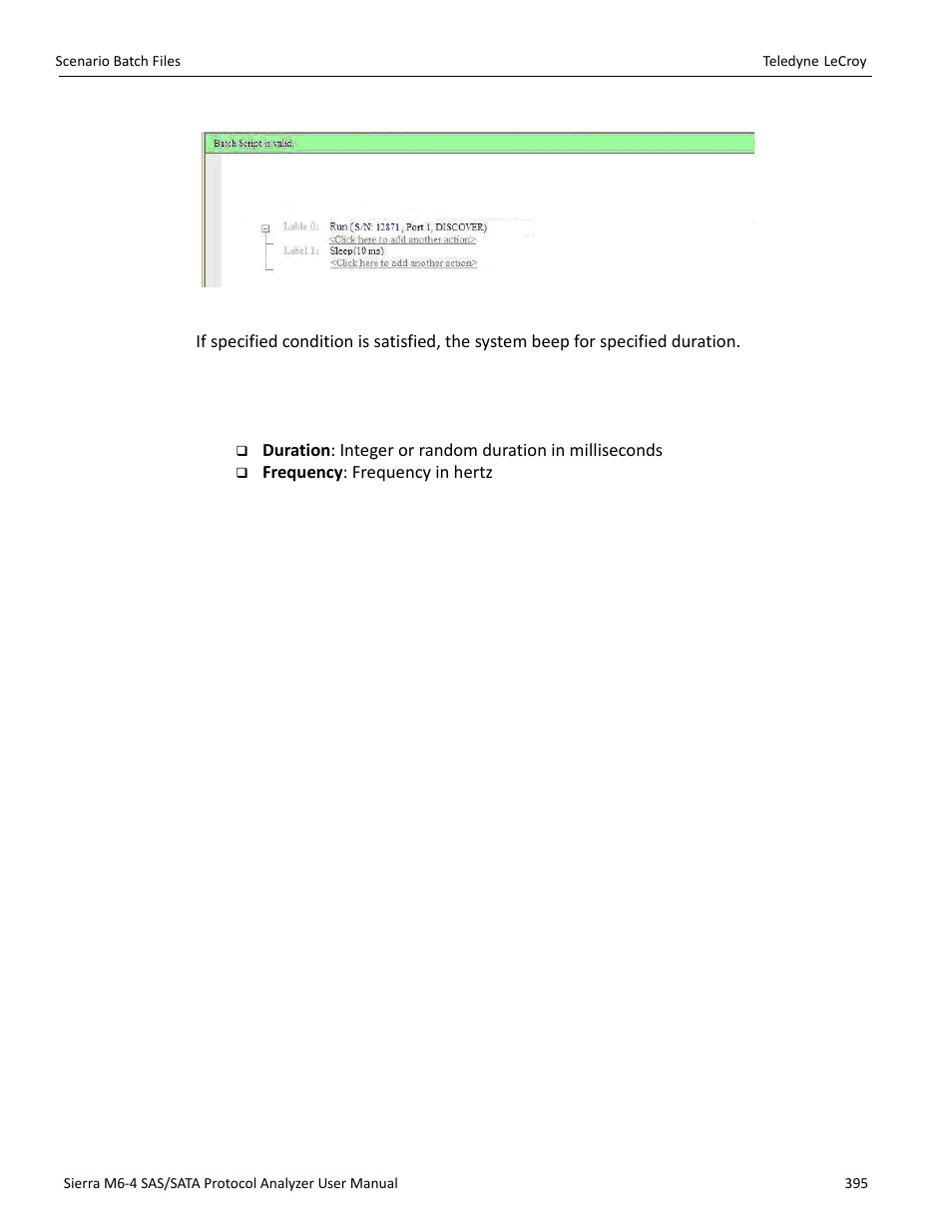 Beep | Teledyne LeCroy Sierra M6-4 SAS_SATA Protocol Analyzer User Manual User Manual | Page 399 / 498