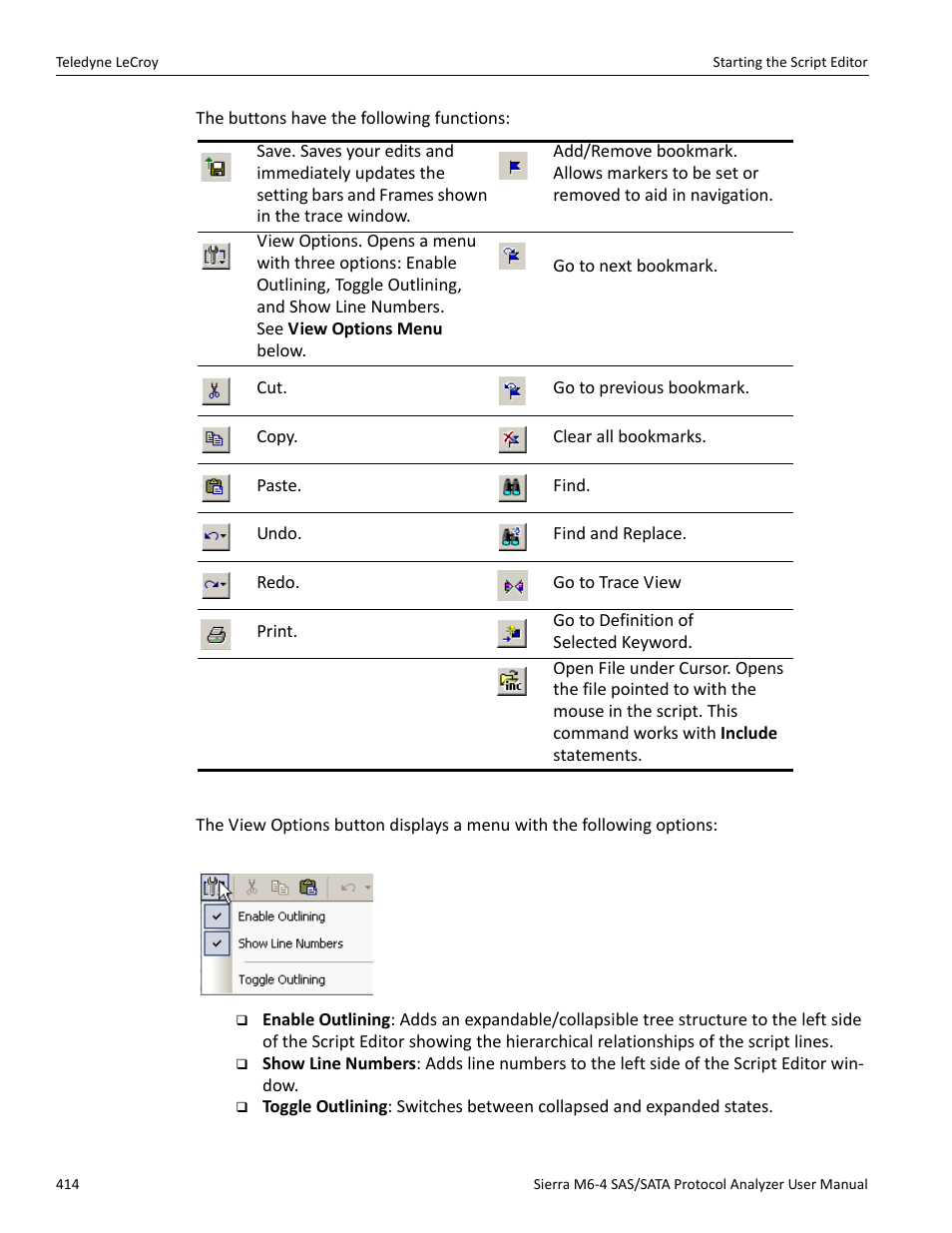 View options menu | Teledyne LeCroy Sierra M6-4 SAS_SATA Protocol Analyzer User Manual User Manual | Page 418 / 498