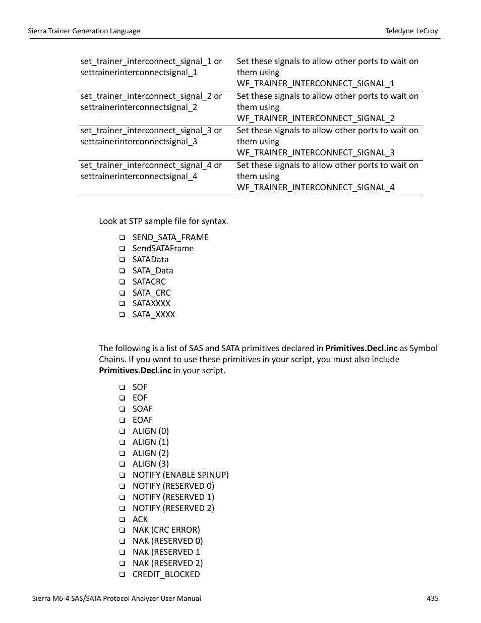 Sata commands, Primitive commands | Teledyne LeCroy Sierra M6-4 SAS_SATA Protocol Analyzer User Manual User Manual | Page 439 / 498