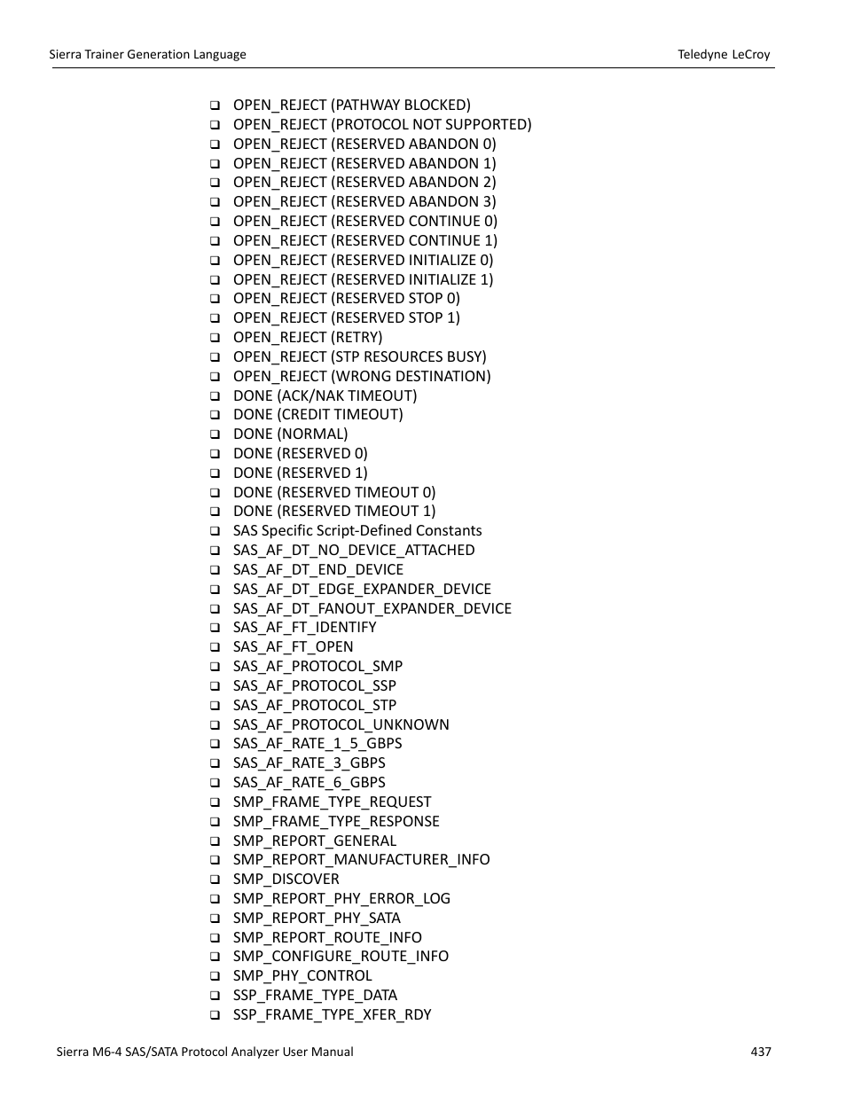 Teledyne LeCroy Sierra M6-4 SAS_SATA Protocol Analyzer User Manual User Manual | Page 441 / 498