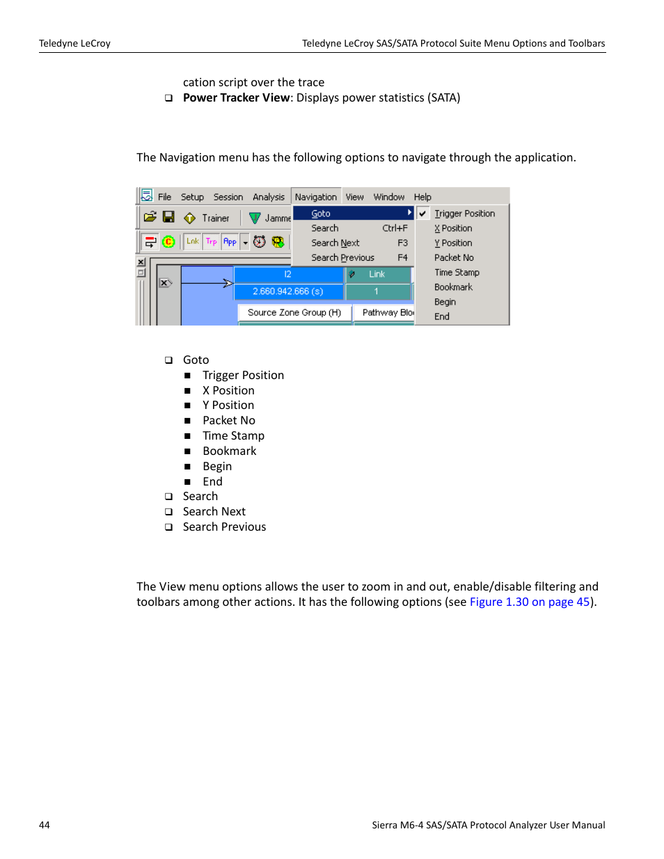 6 navigation, 7 view | Teledyne LeCroy Sierra M6-4 SAS_SATA Protocol Analyzer User Manual User Manual | Page 46 / 498