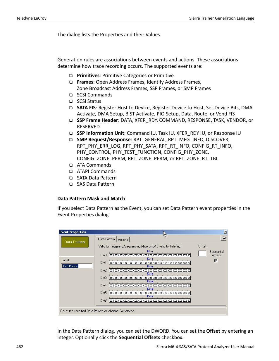 14 events and event properties, Events and event proper | Teledyne LeCroy Sierra M6-4 SAS_SATA Protocol Analyzer User Manual User Manual | Page 466 / 498