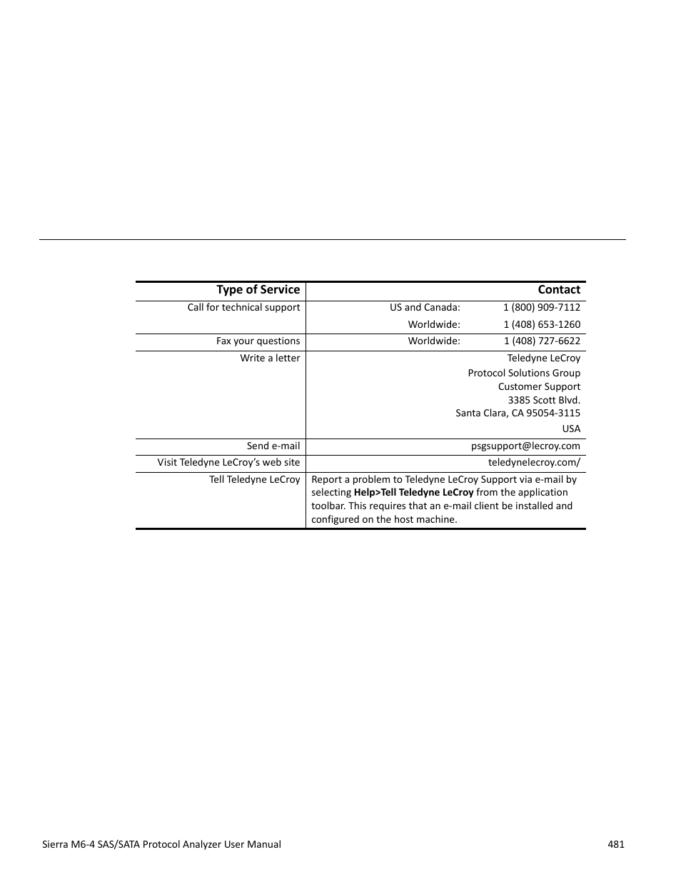 How to contact teledyne lecroy, Appendix c: how to contact teledyne lecroy, Appendix c | Teledyne LeCroy Sierra M6-4 SAS_SATA Protocol Analyzer User Manual User Manual | Page 485 / 498