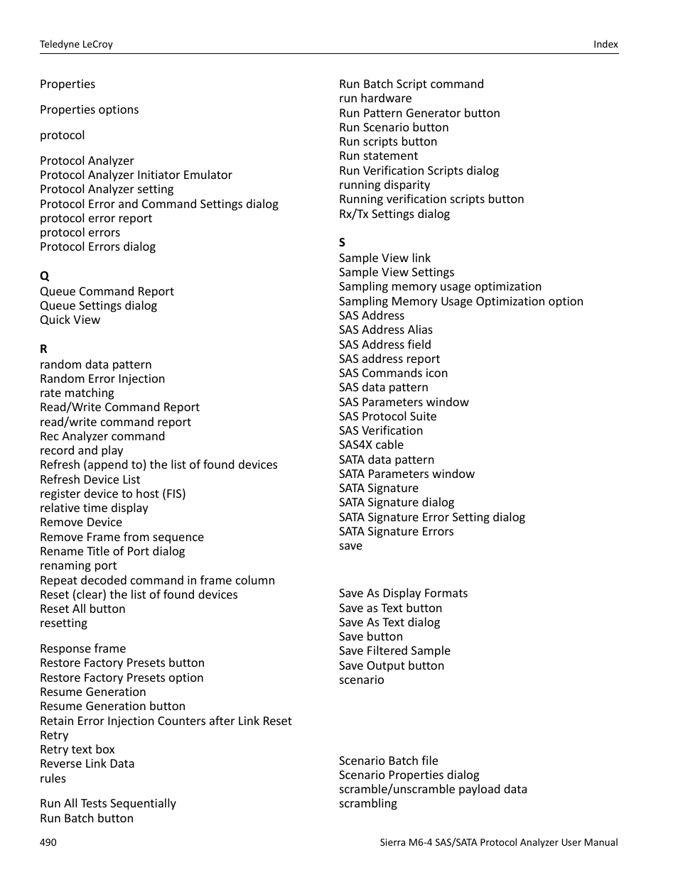 Teledyne LeCroy Sierra M6-4 SAS_SATA Protocol Analyzer User Manual User Manual | Page 494 / 498