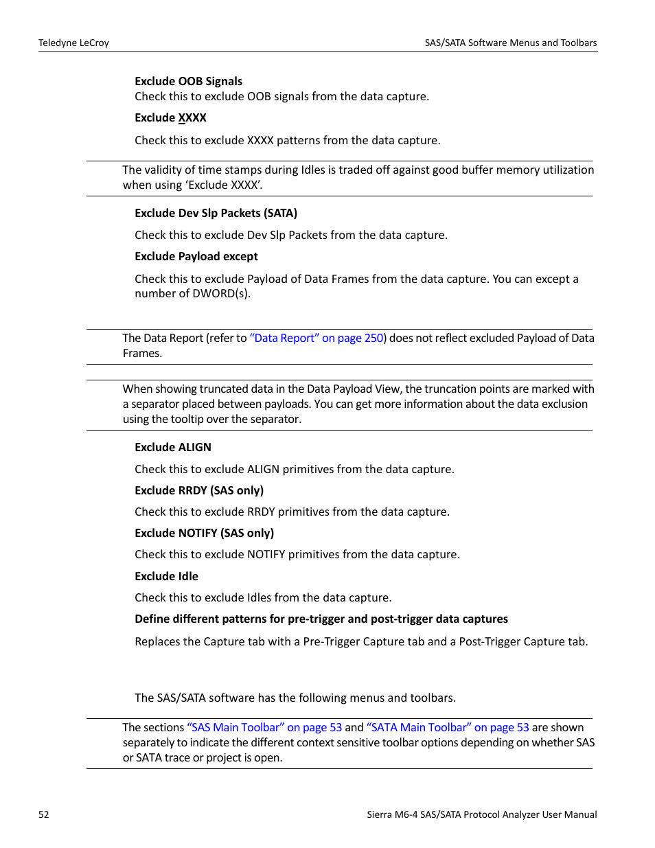 2 sas/sata software menus and toolbars | Teledyne LeCroy Sierra M6-4 SAS_SATA Protocol Analyzer User Manual User Manual | Page 54 / 498