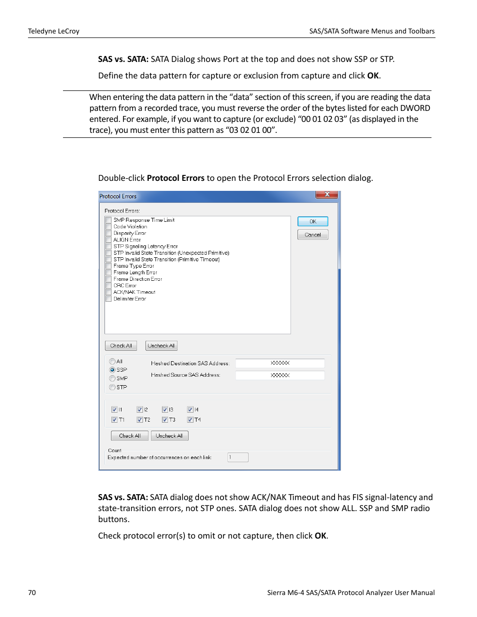 23 protocol errors | Teledyne LeCroy Sierra M6-4 SAS_SATA Protocol Analyzer User Manual User Manual | Page 72 / 498