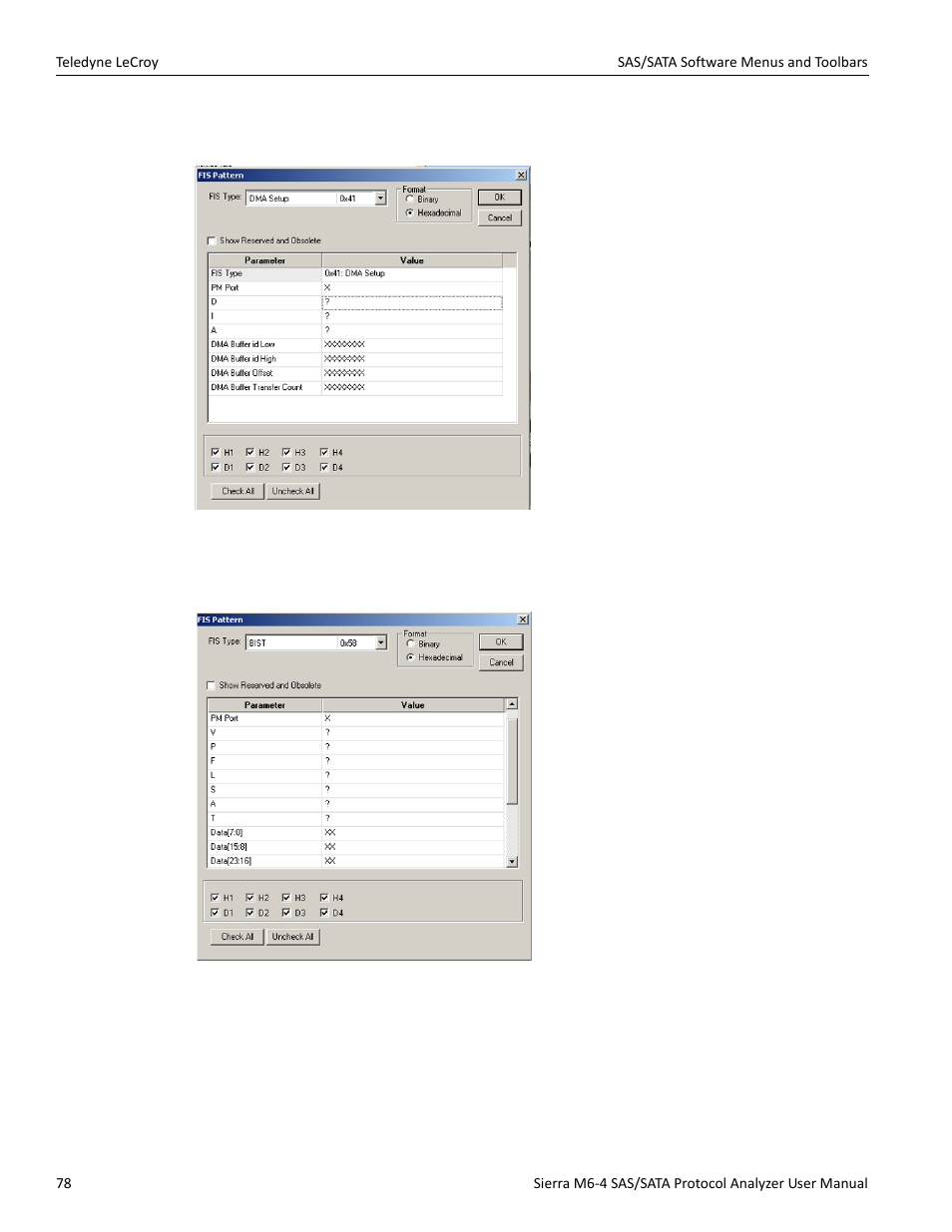 Dma setup, Bist | Teledyne LeCroy Sierra M6-4 SAS_SATA Protocol Analyzer User Manual User Manual | Page 80 / 498