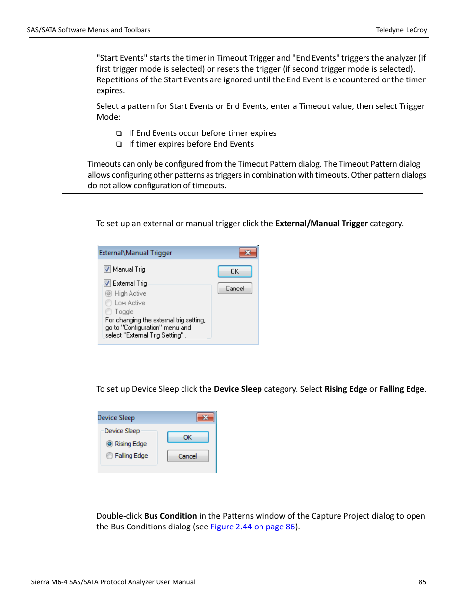 Bus condition | Teledyne LeCroy Sierra M6-4 SAS_SATA Protocol Analyzer User Manual User Manual | Page 87 / 498