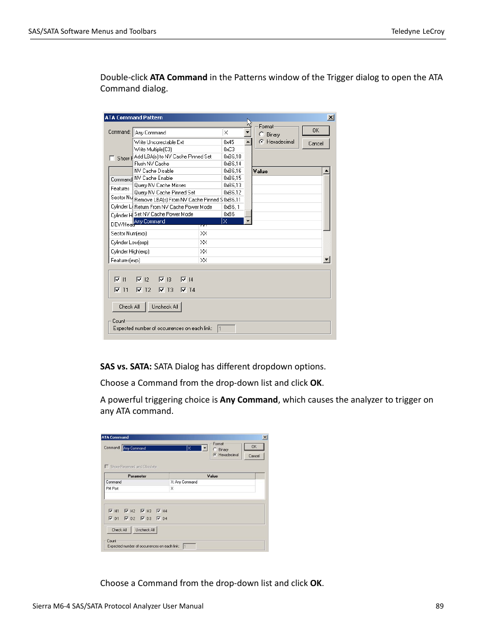 Ata command | Teledyne LeCroy Sierra M6-4 SAS_SATA Protocol Analyzer User Manual User Manual | Page 91 / 498