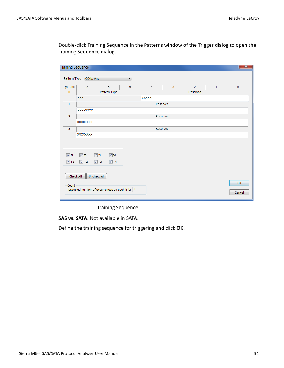 Training sequence | Teledyne LeCroy Sierra M6-4 SAS_SATA Protocol Analyzer User Manual User Manual | Page 93 / 498