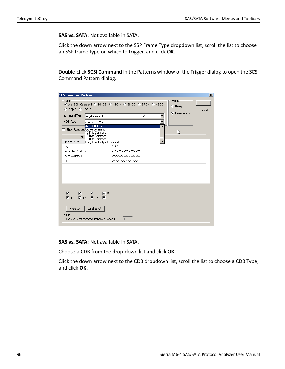 Scsi command (sas only) | Teledyne LeCroy Sierra M6-4 SAS_SATA Protocol Analyzer User Manual User Manual | Page 98 / 498