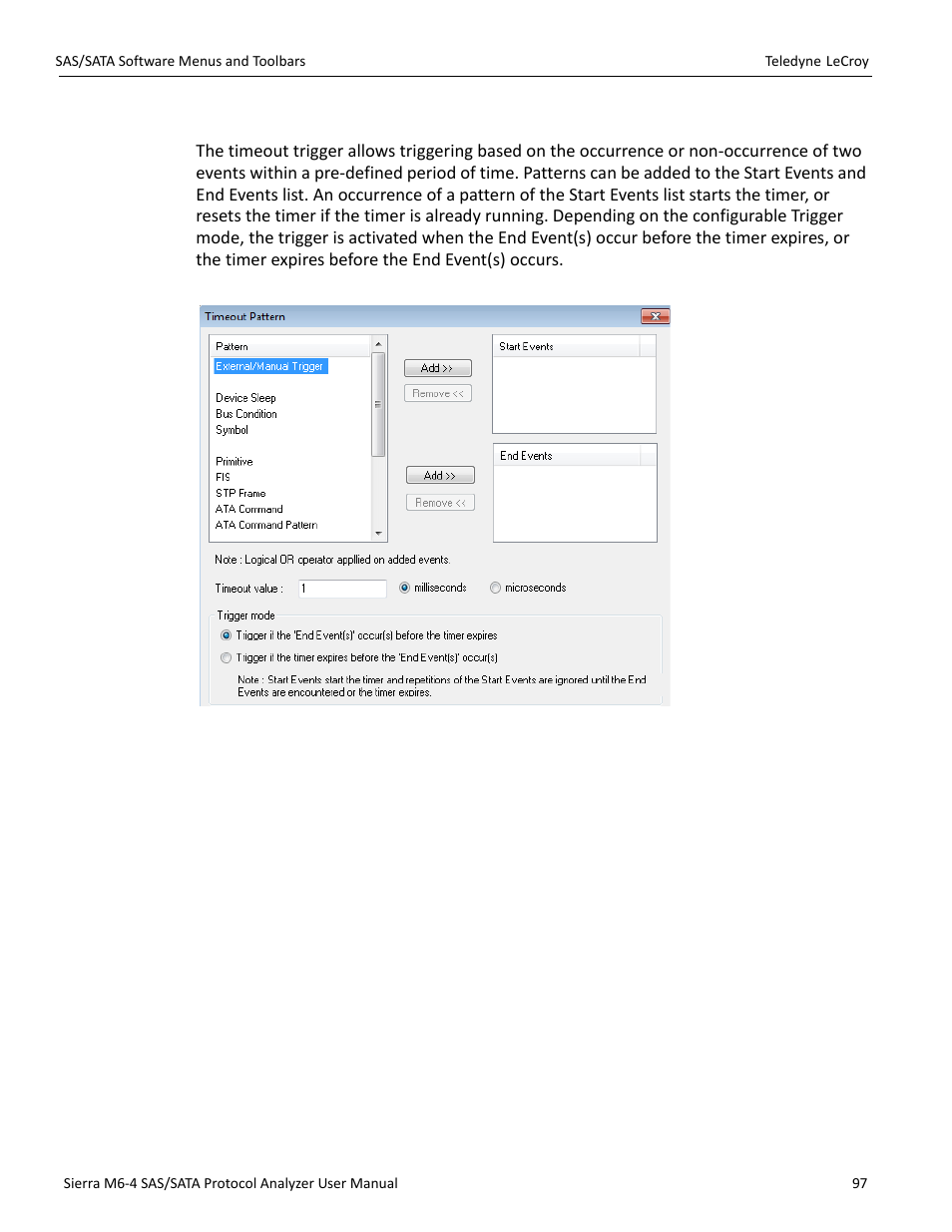Timeout | Teledyne LeCroy Sierra M6-4 SAS_SATA Protocol Analyzer User Manual User Manual | Page 99 / 498