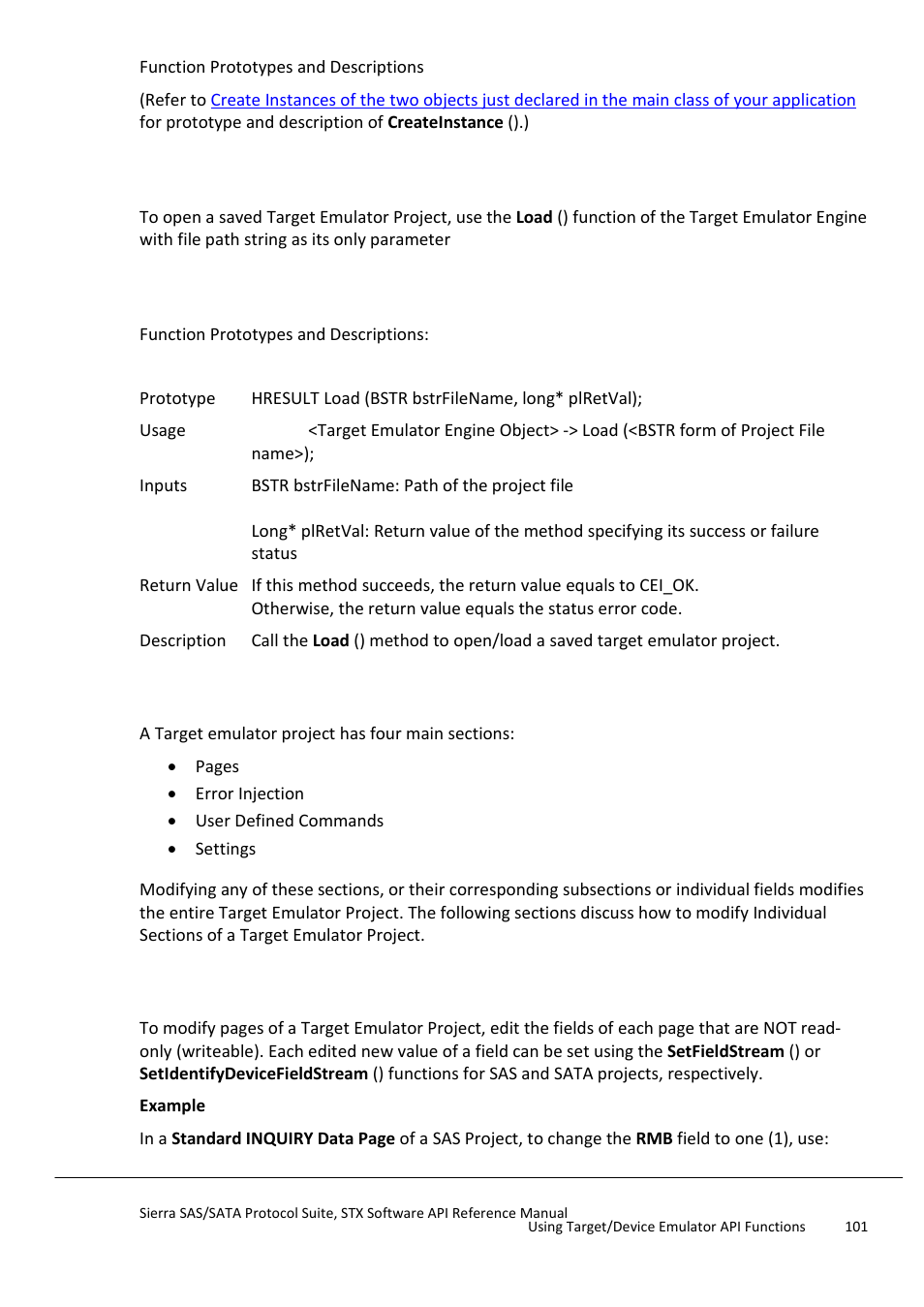 Open a saved target emulator, Modify an existing target emulator project | Teledyne LeCroy Sierra SAS_SATA Protocol Analyzer STX API Reference Manual User Manual | Page 101 / 979