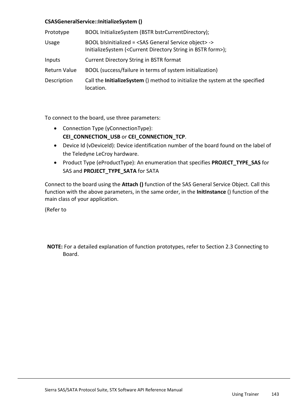 Connecting to the board, Connect to the board, Start trainer | Teledyne LeCroy Sierra SAS_SATA Protocol Analyzer STX API Reference Manual User Manual | Page 143 / 979