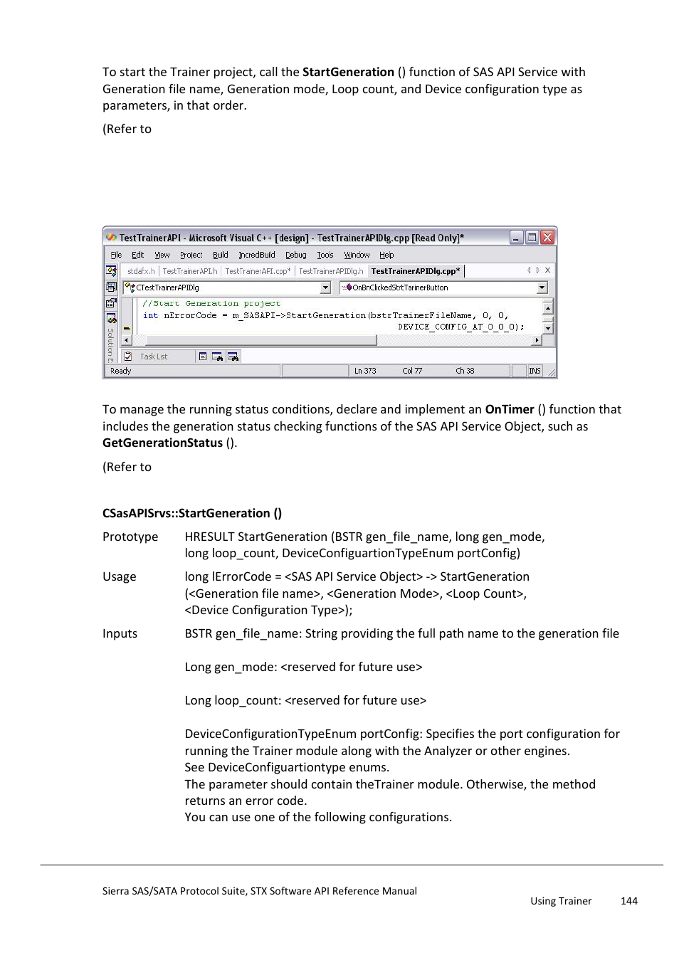 Start trainer | Teledyne LeCroy Sierra SAS_SATA Protocol Analyzer STX API Reference Manual User Manual | Page 144 / 979