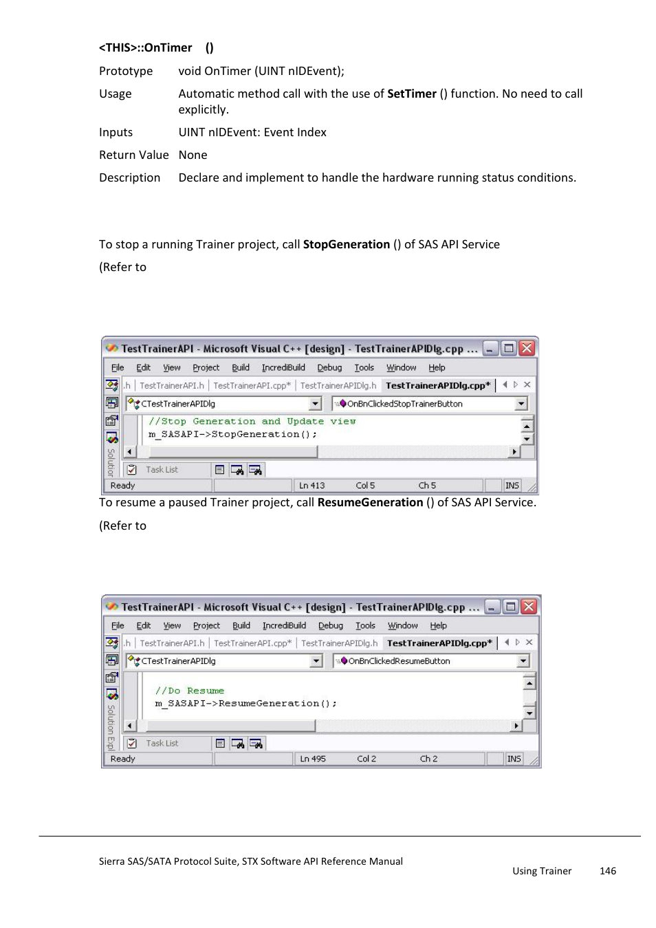 Stop/ resume trainer, Stop/resume trainer | Teledyne LeCroy Sierra SAS_SATA Protocol Analyzer STX API Reference Manual User Manual | Page 146 / 979