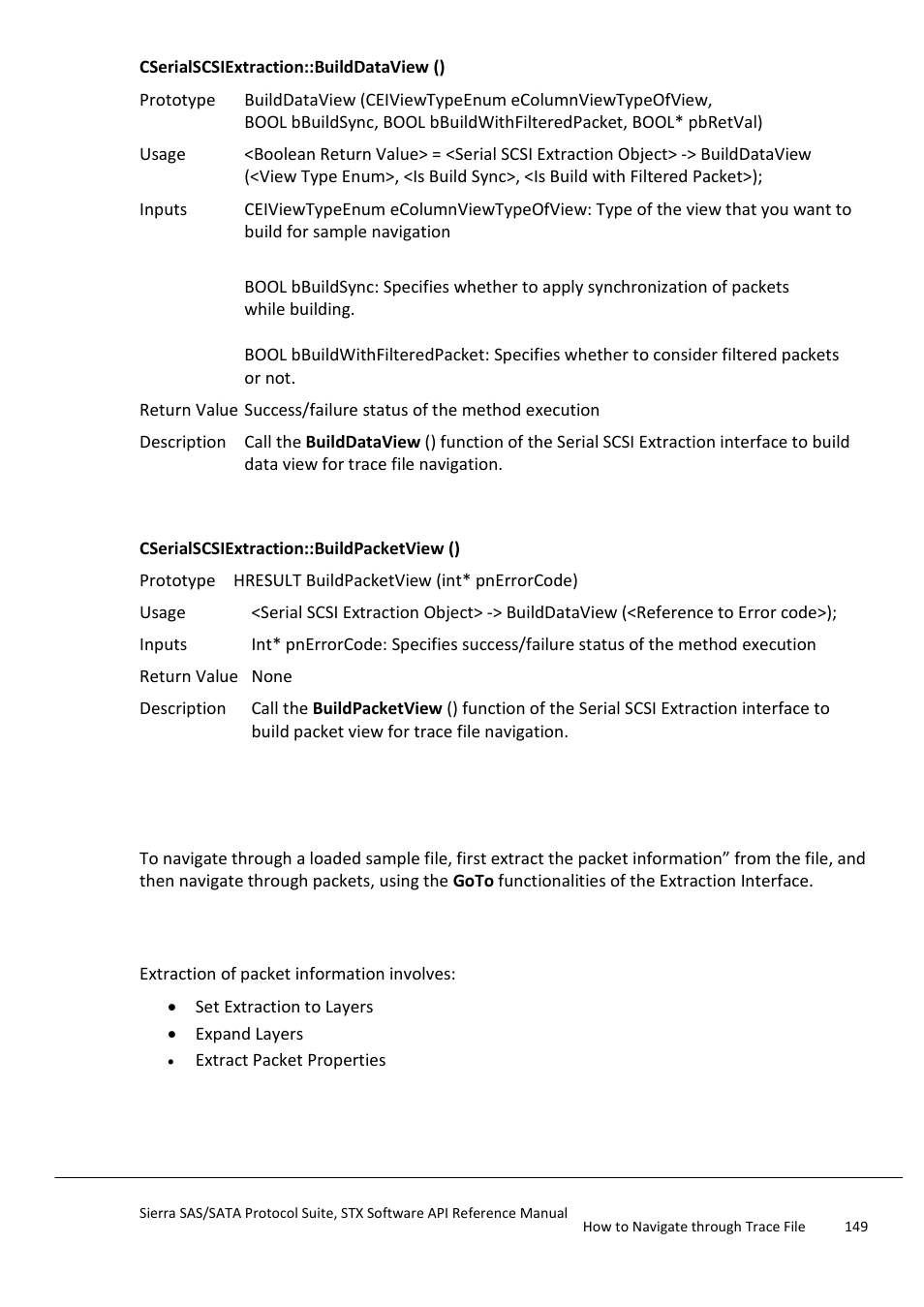 Navigate through trace file, Extraction of packet information, Extract packet information | Teledyne LeCroy Sierra SAS_SATA Protocol Analyzer STX API Reference Manual User Manual | Page 149 / 979