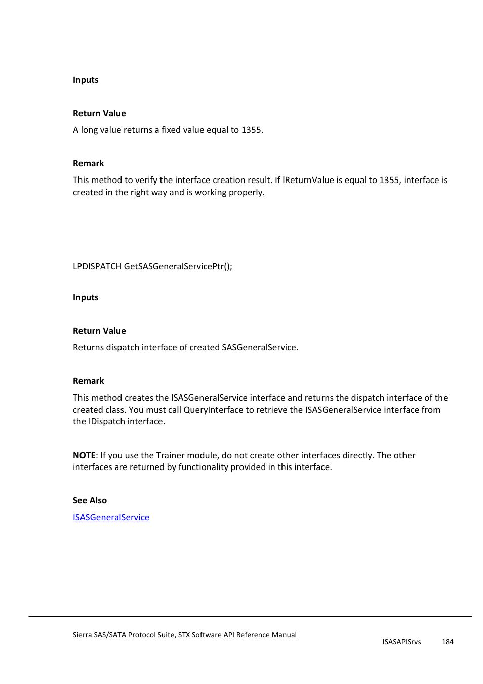 Helloautomation, Getsasgeneralserviceptr | Teledyne LeCroy Sierra SAS_SATA Protocol Analyzer STX API Reference Manual User Manual | Page 184 / 979