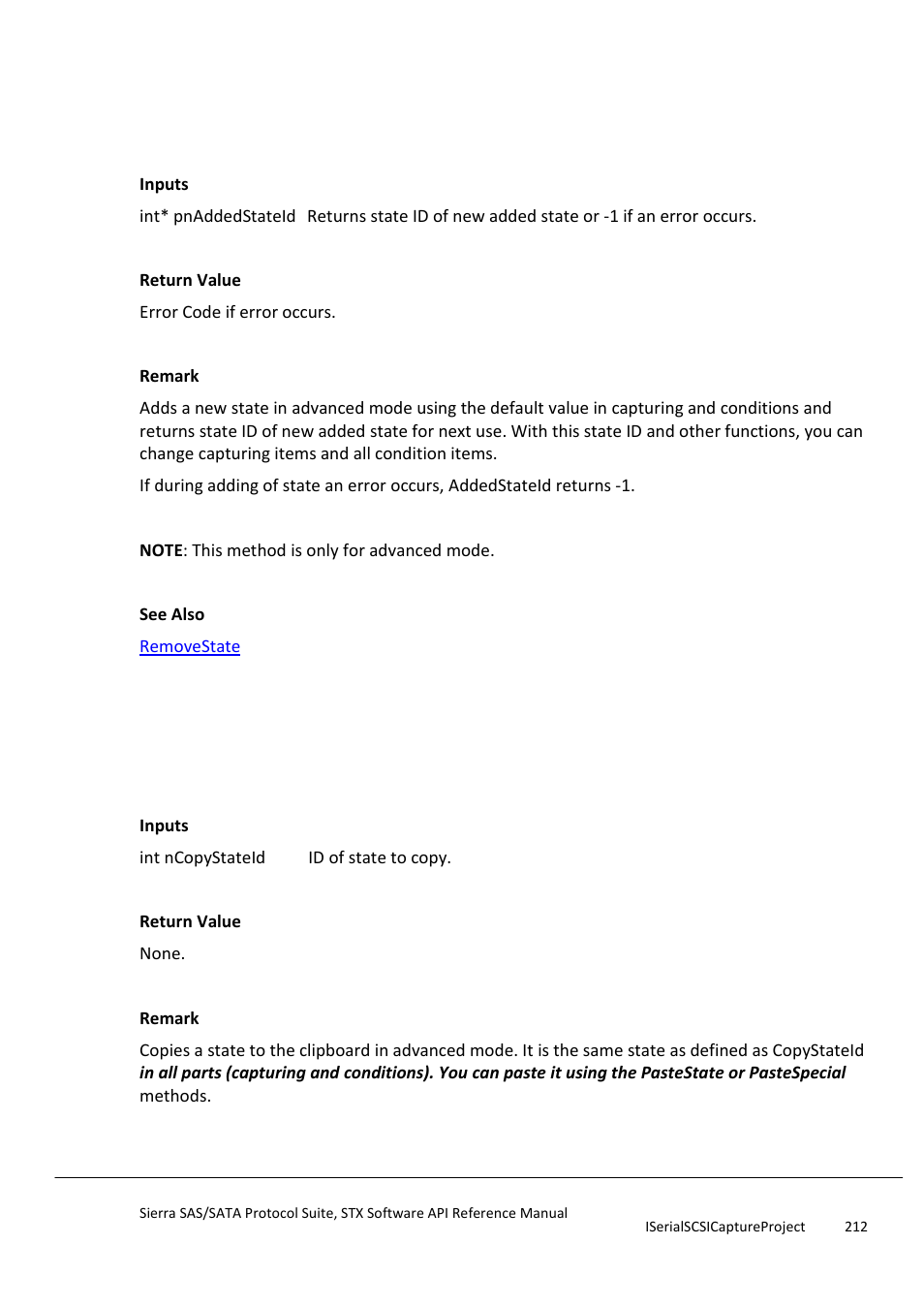 Addstate, Copystate | Teledyne LeCroy Sierra SAS_SATA Protocol Analyzer STX API Reference Manual User Manual | Page 212 / 979