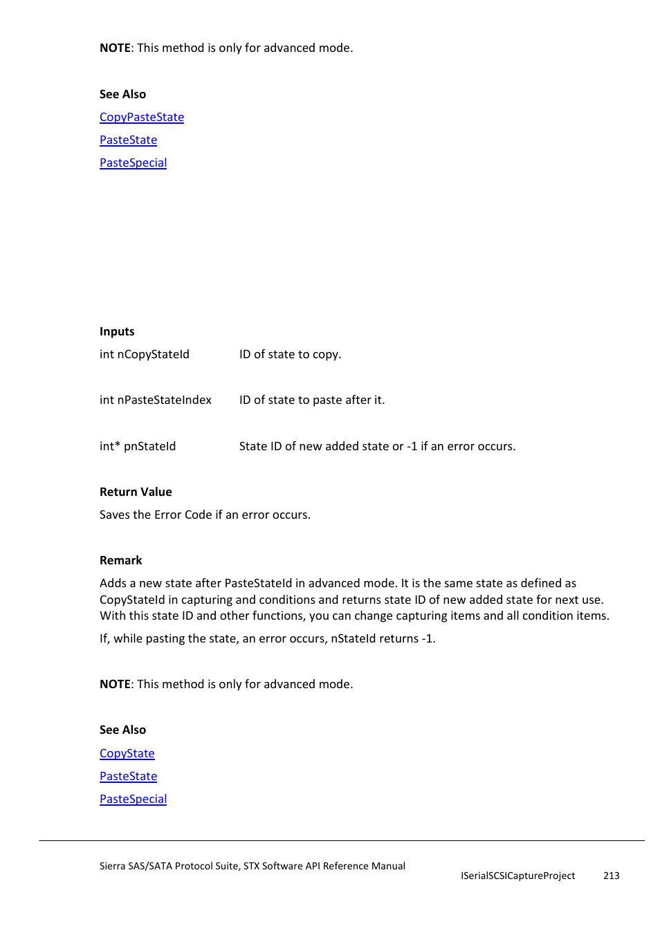 Copypastestate | Teledyne LeCroy Sierra SAS_SATA Protocol Analyzer STX API Reference Manual User Manual | Page 213 / 979