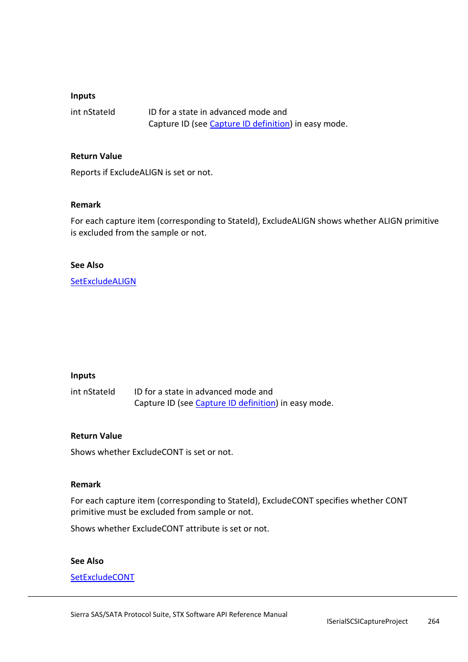 Getexcludealign, Getexcludecont | Teledyne LeCroy Sierra SAS_SATA Protocol Analyzer STX API Reference Manual User Manual | Page 264 / 979