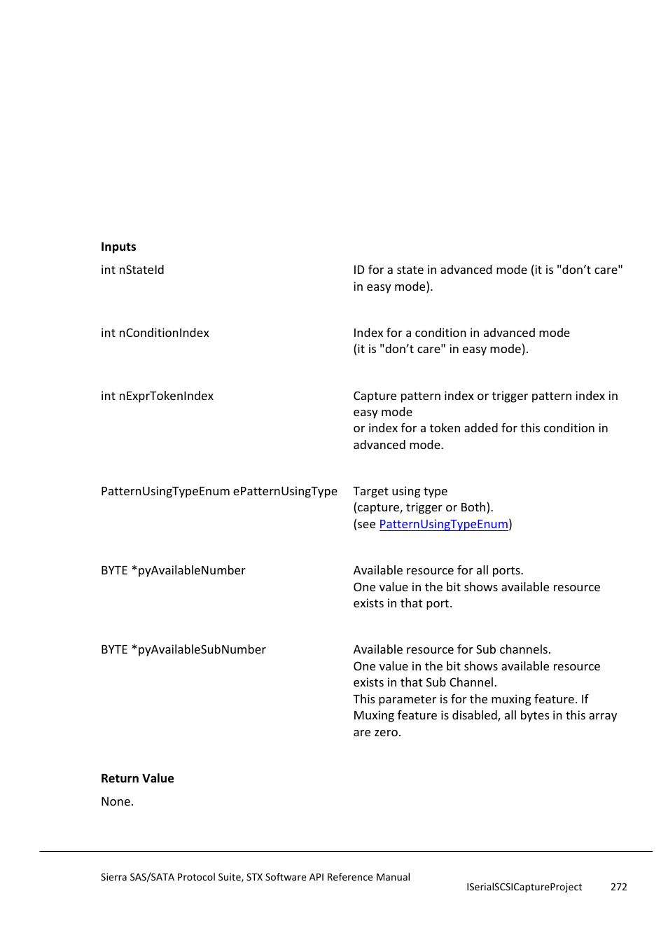 Getpermittedpatterndirection | Teledyne LeCroy Sierra SAS_SATA Protocol Analyzer STX API Reference Manual User Manual | Page 272 / 979