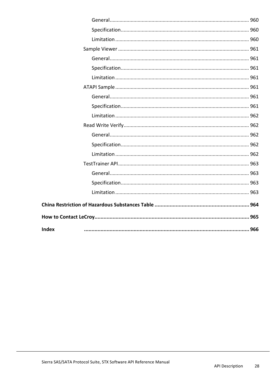 Teledyne LeCroy Sierra SAS_SATA Protocol Analyzer STX API Reference Manual User Manual | Page 28 / 979