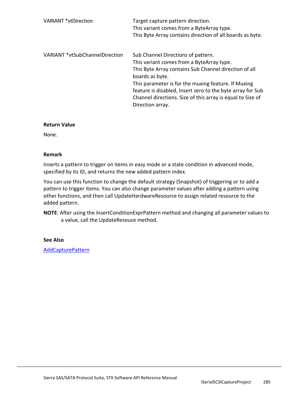 Insertconditionexprtimertokenat | Teledyne LeCroy Sierra SAS_SATA Protocol Analyzer STX API Reference Manual User Manual | Page 285 / 979