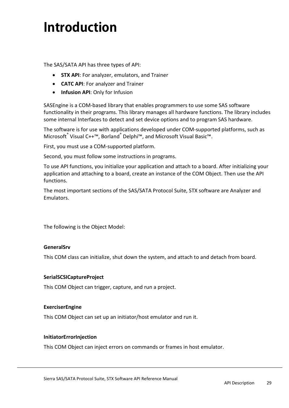 Introduction, Api description | Teledyne LeCroy Sierra SAS_SATA Protocol Analyzer STX API Reference Manual User Manual | Page 29 / 979