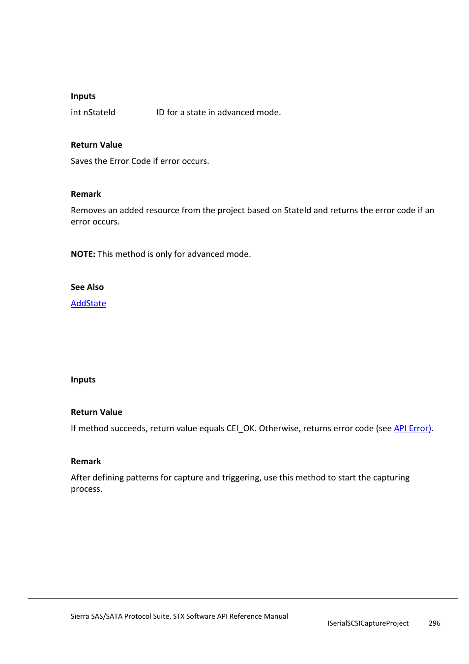 Removestate, Save | Teledyne LeCroy Sierra SAS_SATA Protocol Analyzer STX API Reference Manual User Manual | Page 296 / 979