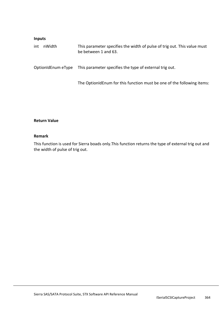 Gettahoeexternaltrigoutsetting | Teledyne LeCroy Sierra SAS_SATA Protocol Analyzer STX API Reference Manual User Manual | Page 364 / 979