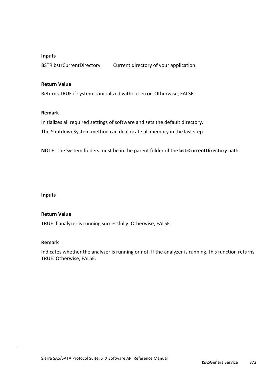 Initializesystem, Ishwrunning, Isexerciserrunning | Teledyne LeCroy Sierra SAS_SATA Protocol Analyzer STX API Reference Manual User Manual | Page 372 / 979