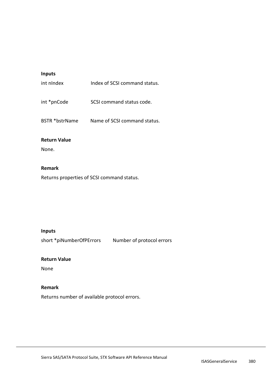 Getscsicommandstatusattribute, Getnumberofavailableperrors, Getnumberofsupportedportconfiguration | Teledyne LeCroy Sierra SAS_SATA Protocol Analyzer STX API Reference Manual User Manual | Page 380 / 979