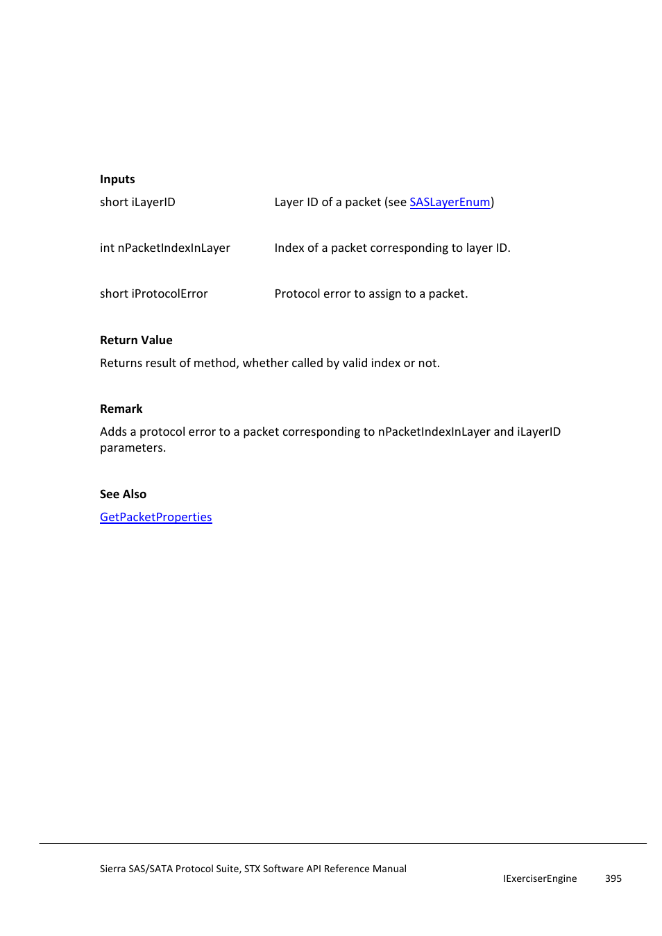 Addprotocolerrortopacket, Assignlable | Teledyne LeCroy Sierra SAS_SATA Protocol Analyzer STX API Reference Manual User Manual | Page 395 / 979