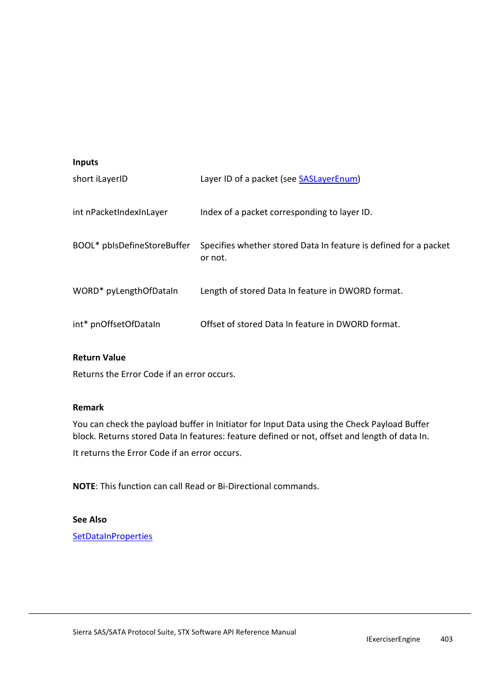 Getdatainproperties, Getdelayinstructiontime | Teledyne LeCroy Sierra SAS_SATA Protocol Analyzer STX API Reference Manual User Manual | Page 403 / 979