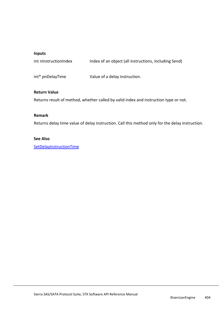 Getdelayinstructiontime, Getdelayinstructiontimeunit | Teledyne LeCroy Sierra SAS_SATA Protocol Analyzer STX API Reference Manual User Manual | Page 404 / 979