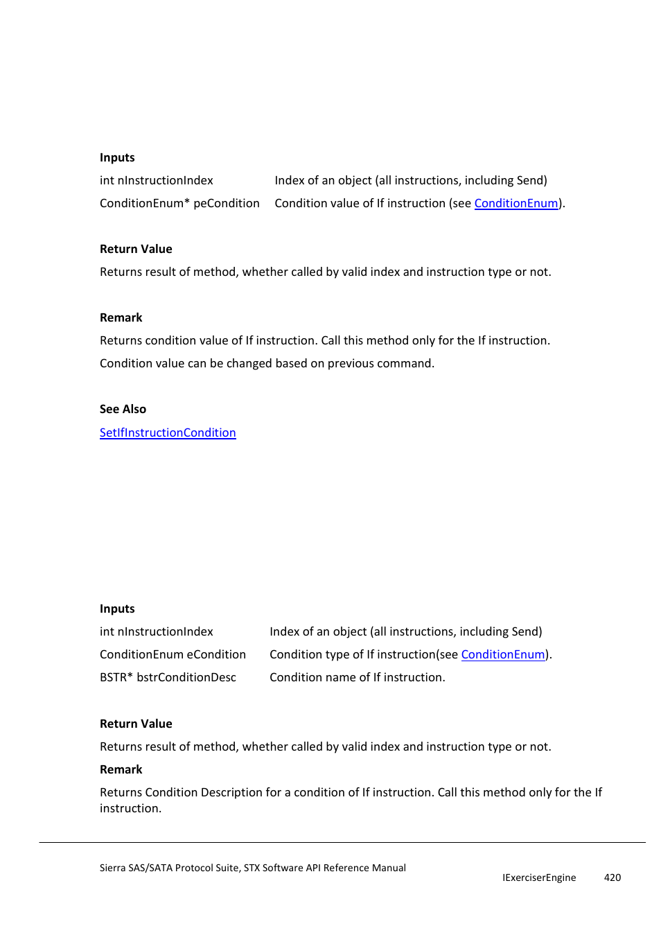 Getifinstructioncondition, Getifinstructionconditiondes | Teledyne LeCroy Sierra SAS_SATA Protocol Analyzer STX API Reference Manual User Manual | Page 420 / 979