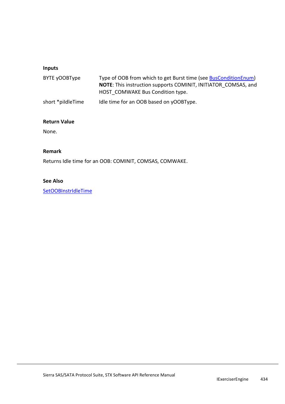 Getoobinstridletime, Getoobinstrignore | Teledyne LeCroy Sierra SAS_SATA Protocol Analyzer STX API Reference Manual User Manual | Page 434 / 979