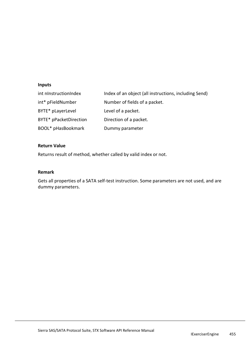 Getsataselftestinstructionproperties, Getsataselftestinstructionpropertie, Getsatasoftresetinstructionport | Teledyne LeCroy Sierra SAS_SATA Protocol Analyzer STX API Reference Manual User Manual | Page 455 / 979