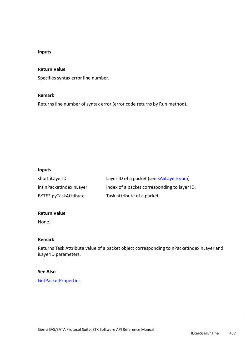 Getsyntaxerrorlinenumber, Gettaskattribute | Teledyne LeCroy Sierra SAS_SATA Protocol Analyzer STX API Reference Manual User Manual | Page 457 / 979