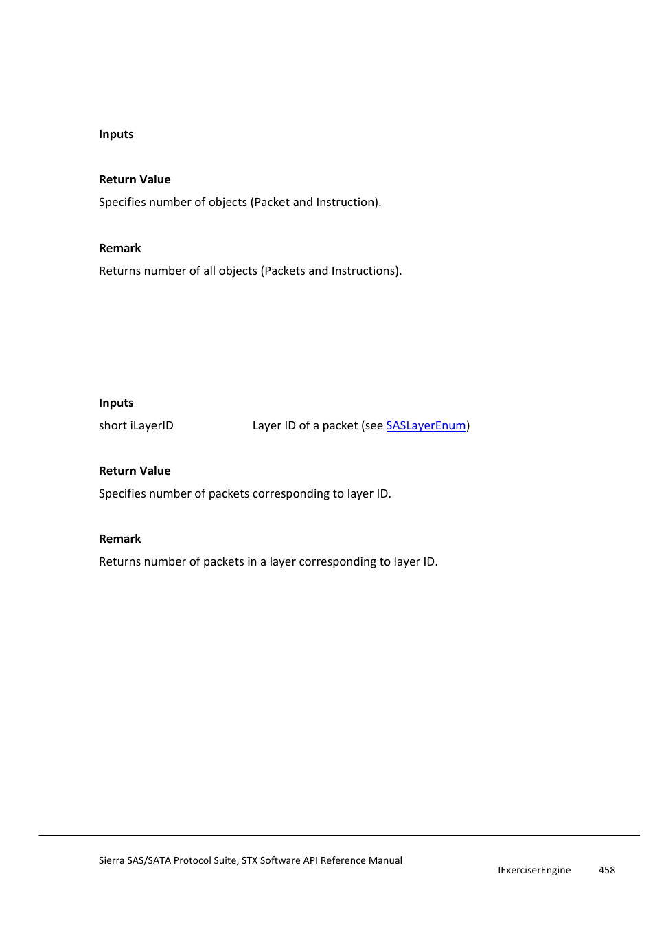 Gettotalpacketcount, Gettotalpacketinlayer, Gettransportpacketprotocoltype | Teledyne LeCroy Sierra SAS_SATA Protocol Analyzer STX API Reference Manual User Manual | Page 458 / 979