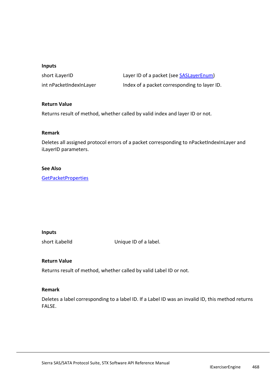 Removeallprotocolerrorofpacket, Removelable, Reset | Teledyne LeCroy Sierra SAS_SATA Protocol Analyzer STX API Reference Manual User Manual | Page 468 / 979