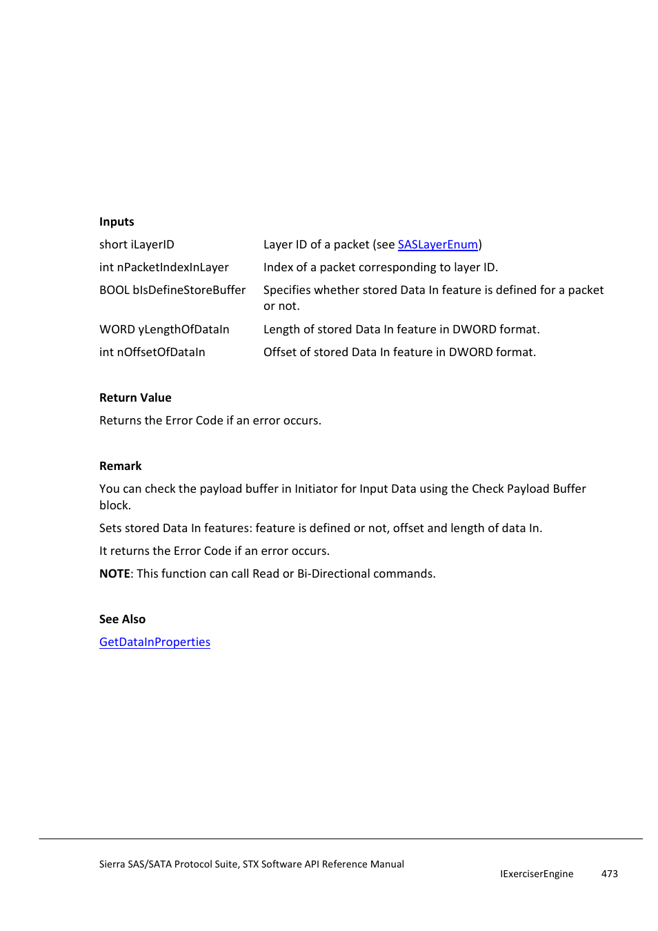 Setdatainproperties, Setdelayinstructiontime | Teledyne LeCroy Sierra SAS_SATA Protocol Analyzer STX API Reference Manual User Manual | Page 473 / 979