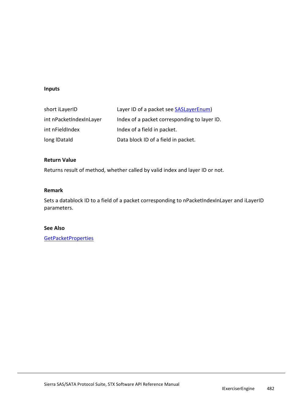 Setfielddatatodbid, Setgotoinstructionlableid, Setgotoinstructionlabelid | Teledyne LeCroy Sierra SAS_SATA Protocol Analyzer STX API Reference Manual User Manual | Page 482 / 979