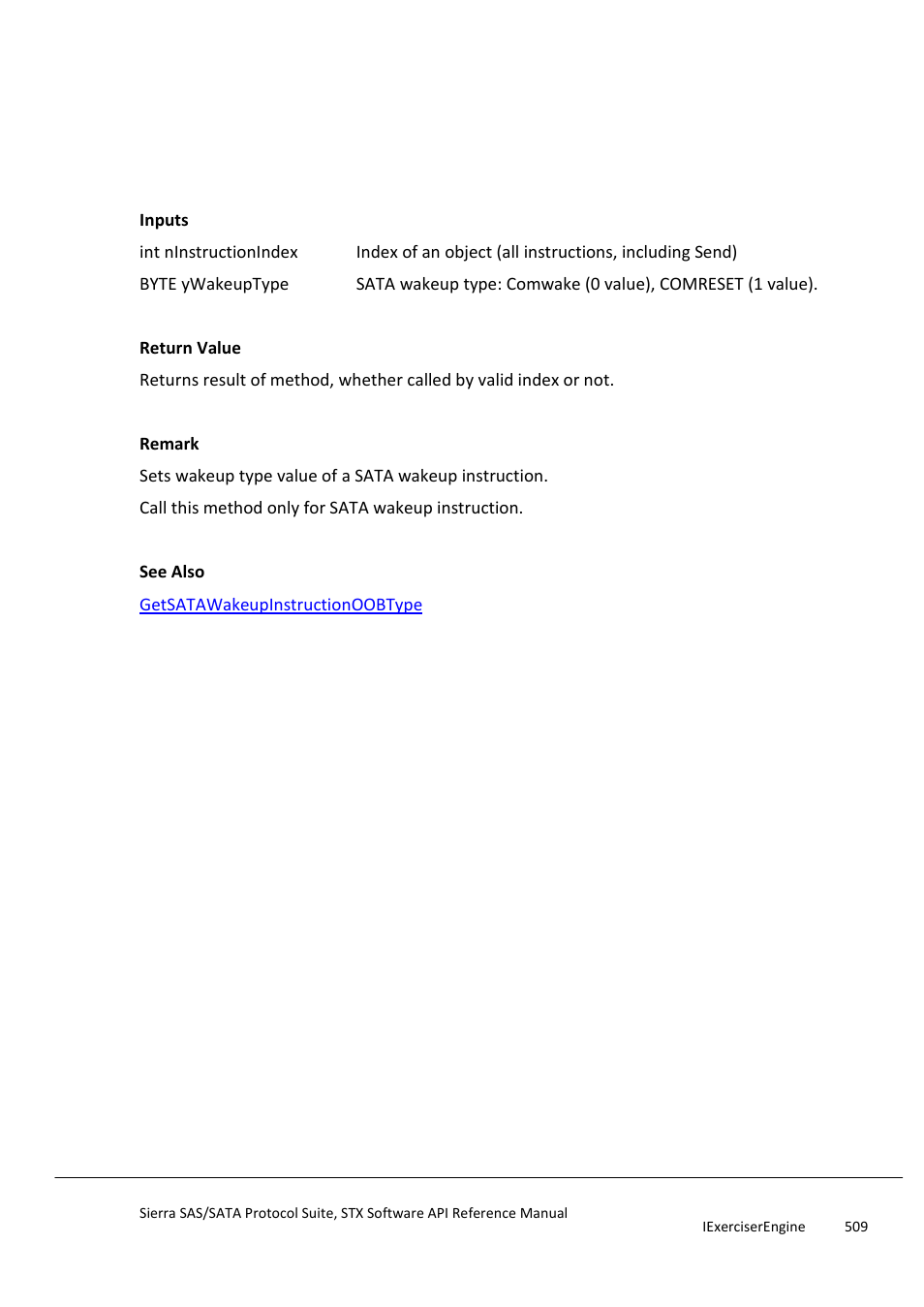 Setsatawakeupinstructionoobtype, Settaskattribute | Teledyne LeCroy Sierra SAS_SATA Protocol Analyzer STX API Reference Manual User Manual | Page 509 / 979