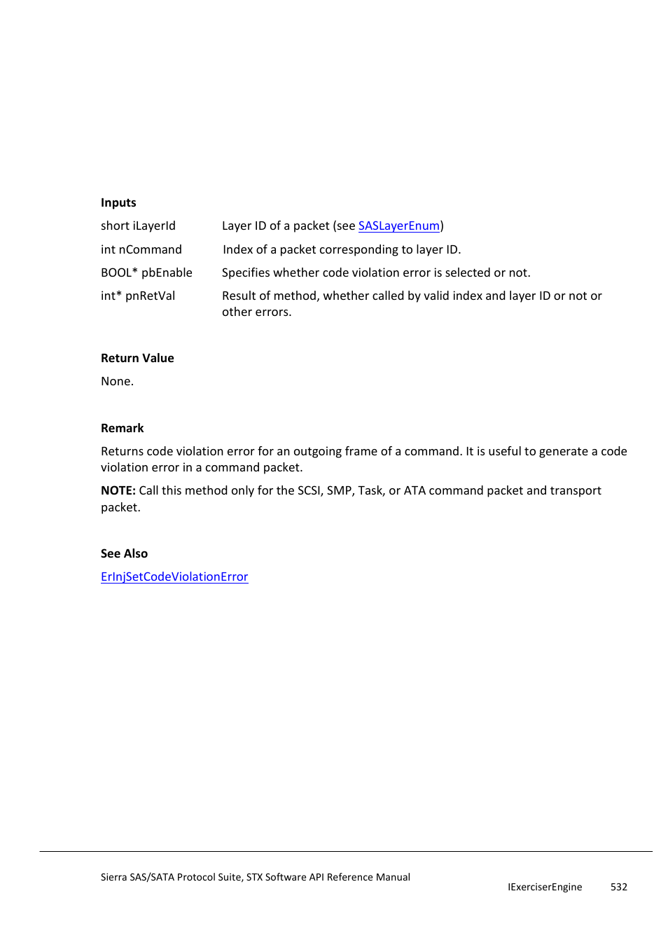 Erinjgetcodeviolationerror, Erinjgetcodeviolationonsataprimiti | Teledyne LeCroy Sierra SAS_SATA Protocol Analyzer STX API Reference Manual User Manual | Page 532 / 979