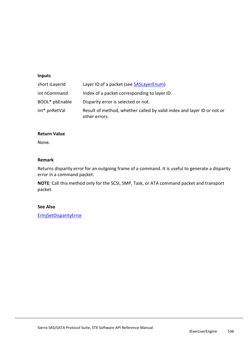 Erinjgetdisparityerror, Erinjgetdisparityerroronsataprimiti | Teledyne LeCroy Sierra SAS_SATA Protocol Analyzer STX API Reference Manual User Manual | Page 536 / 979