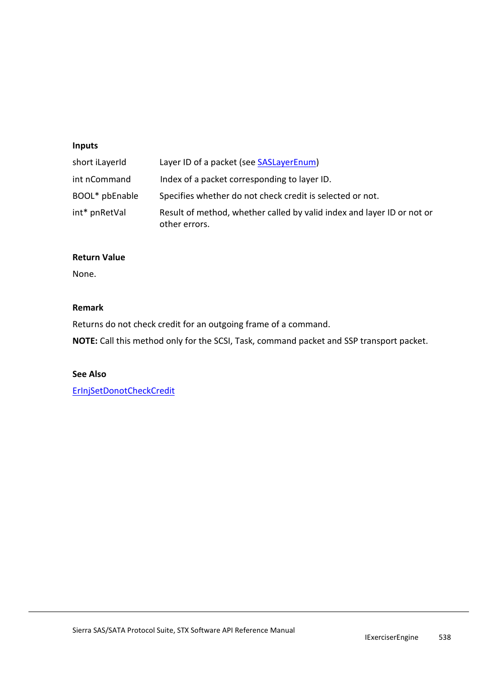 Erinjgetdonotcheckcredit, Erinjgeteoferror | Teledyne LeCroy Sierra SAS_SATA Protocol Analyzer STX API Reference Manual User Manual | Page 538 / 979