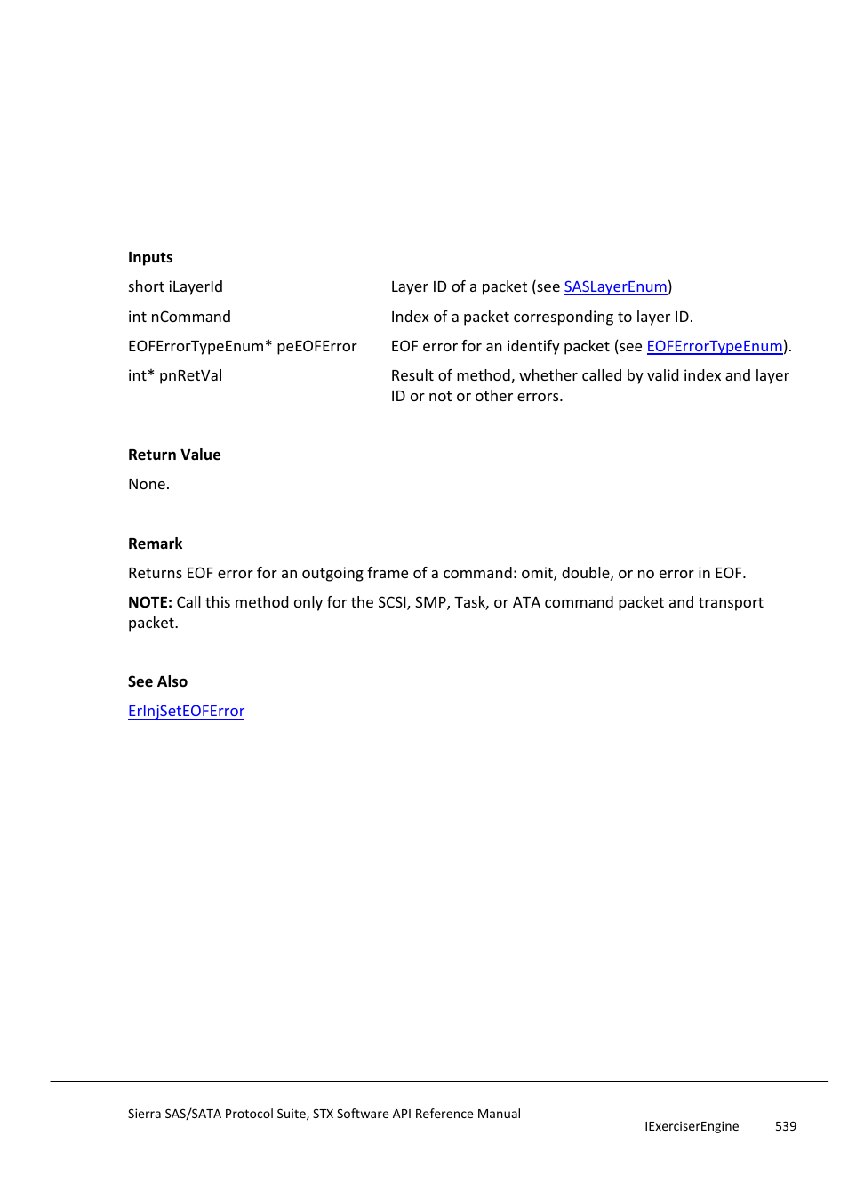 Erinjgeteoferror, Erinjgetfillbyteforreservedfield | Teledyne LeCroy Sierra SAS_SATA Protocol Analyzer STX API Reference Manual User Manual | Page 539 / 979