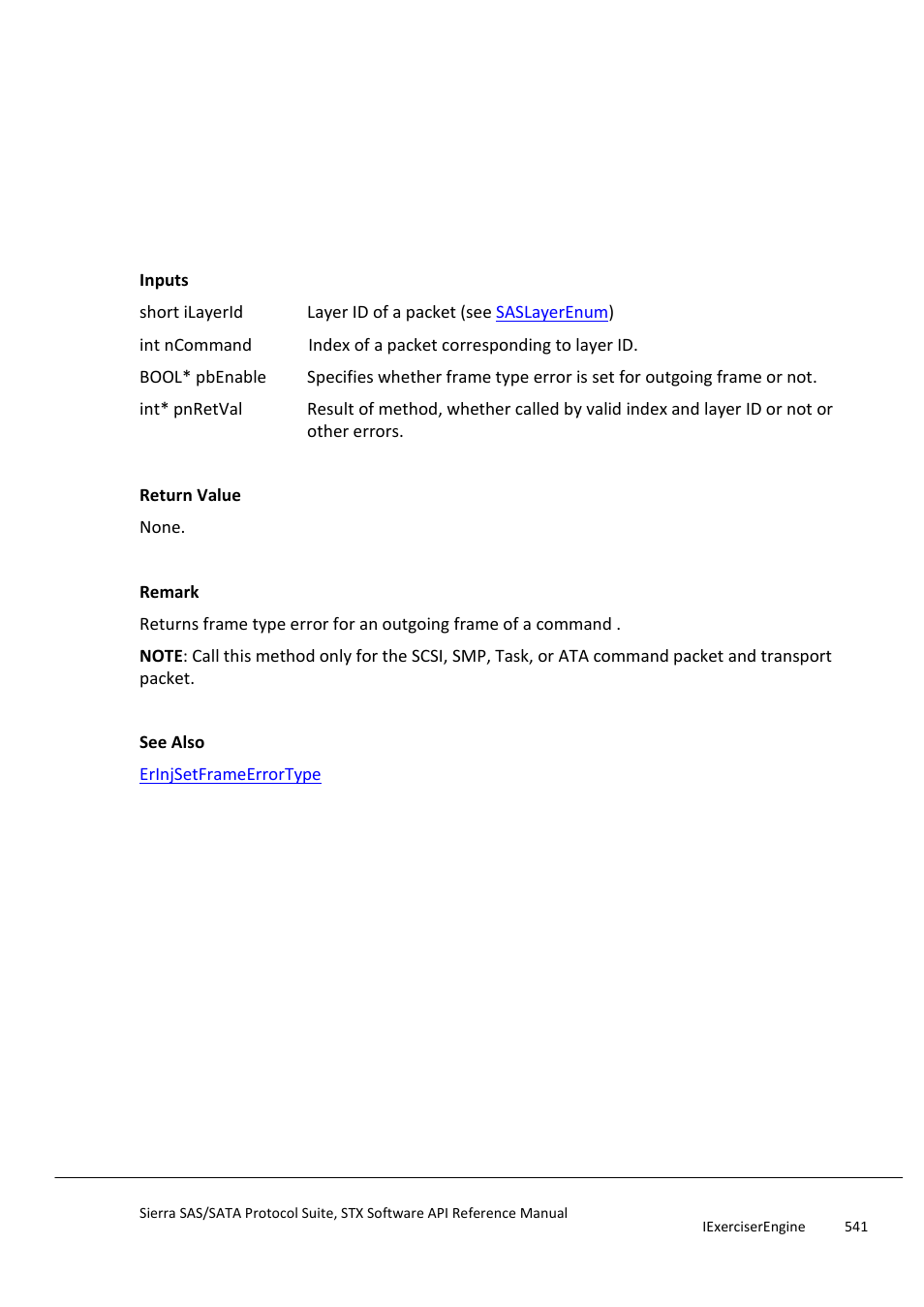 Erinjgetframeerrortype, Erinjgetframeinvalidfield | Teledyne LeCroy Sierra SAS_SATA Protocol Analyzer STX API Reference Manual User Manual | Page 541 / 979